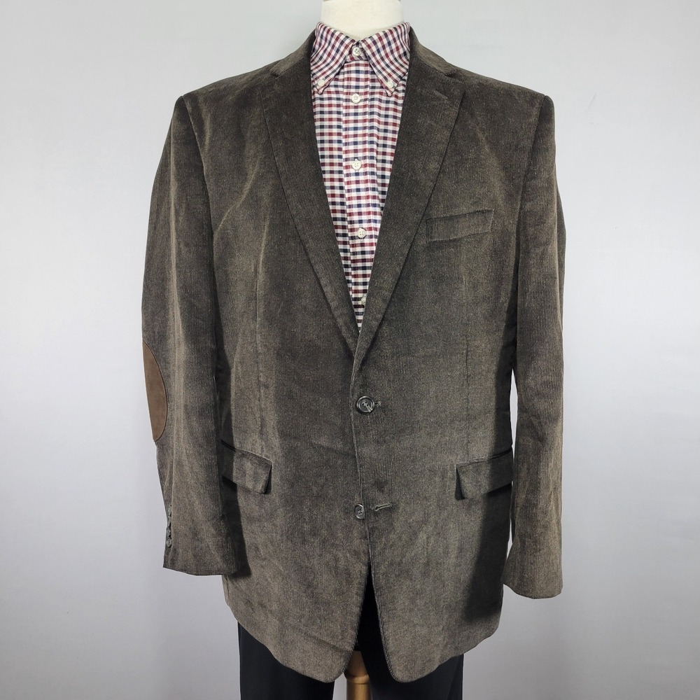 Chaps Men's Sport Coat Blazer Two Button Brown Corduroy Cotton Size 48L